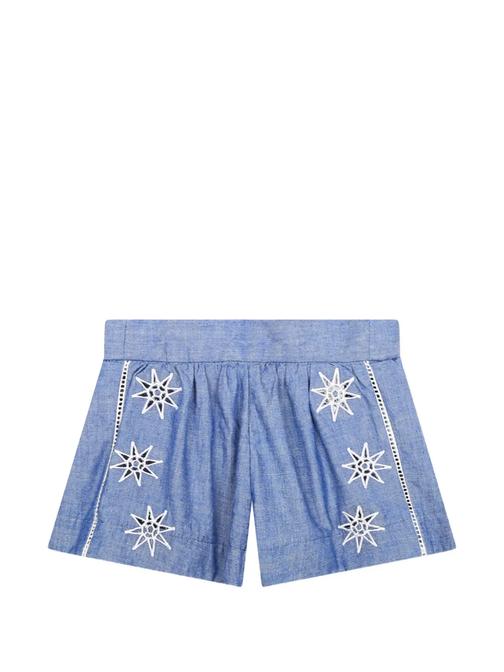 Chloé Kids star-embroidered lace-trim shorts - Blu
