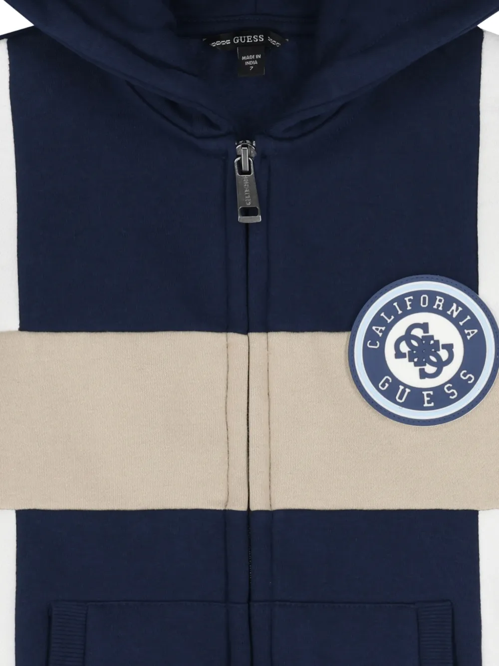 guess kids Hoodie met logopatch en rits Blauw