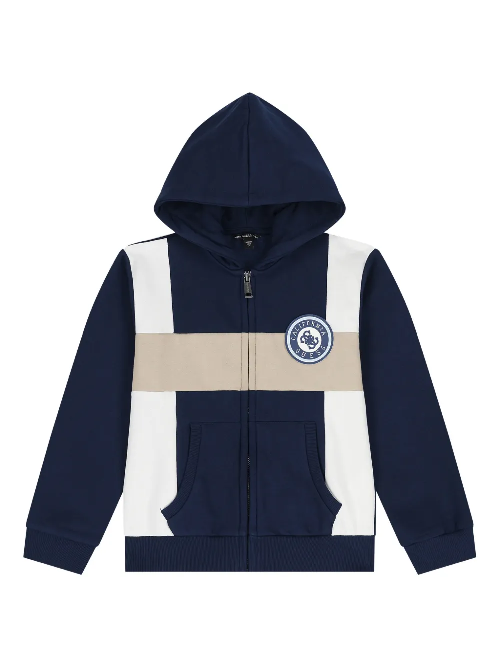 guess kids logo-patch hooded zip-up hoodie - Blu