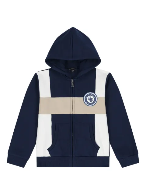 guess kids logo-patch hooded zip-up hoodie