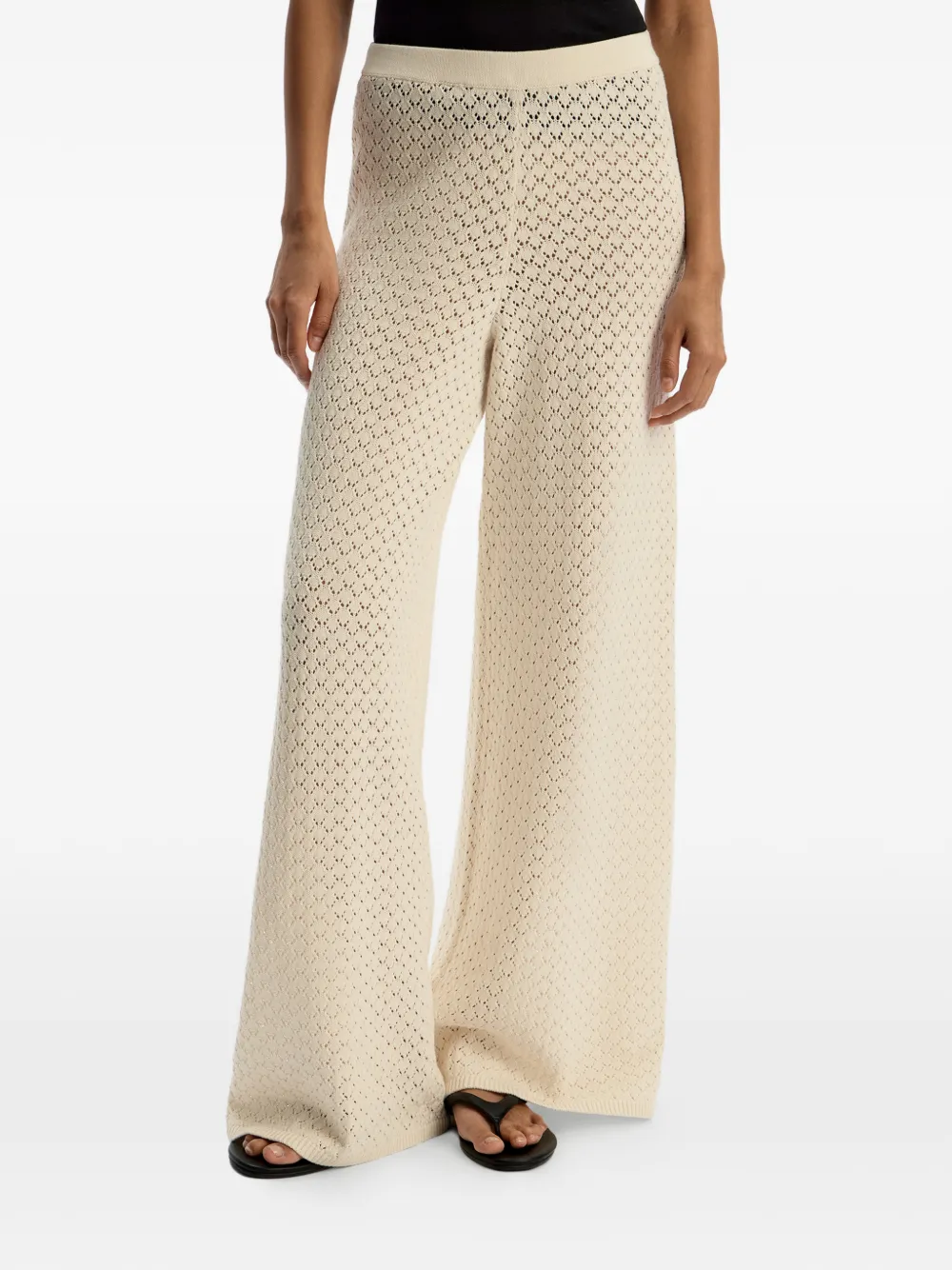 12 STOREEZ Katoenen gebreide broek Beige