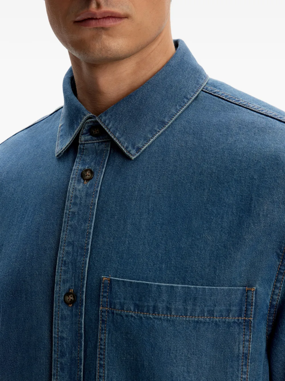 12 STOREEZ Denim overhemd met zak Blauw