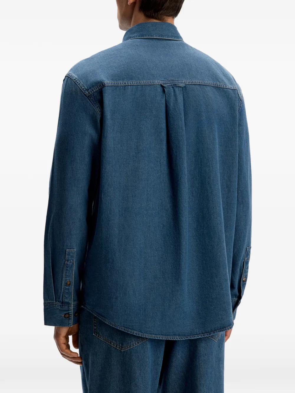 12 STOREEZ Denim overhemd met zak Blauw