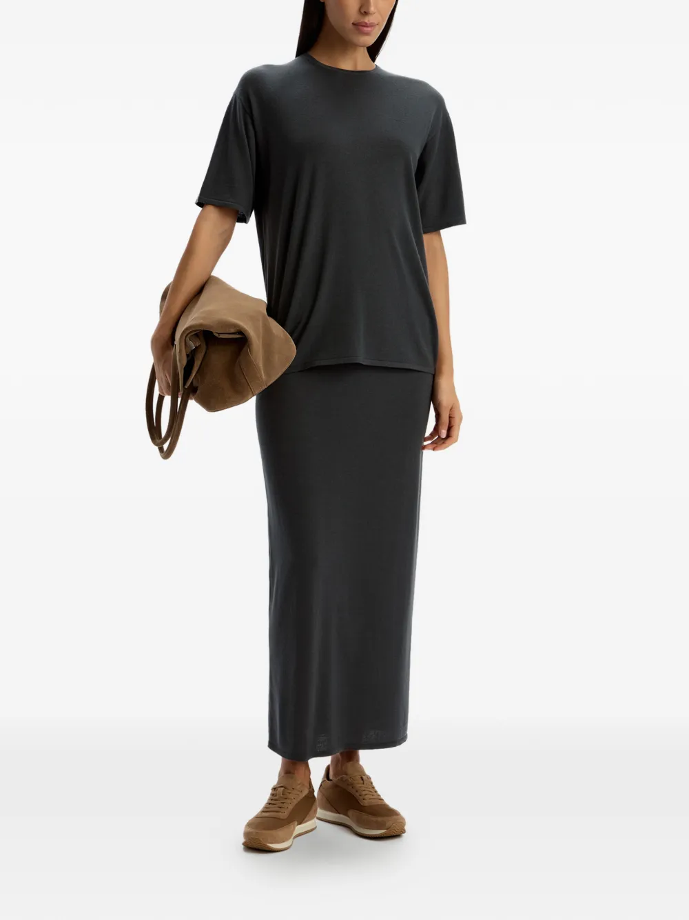 12 Storeez Merino Wool T-shirt In Gray