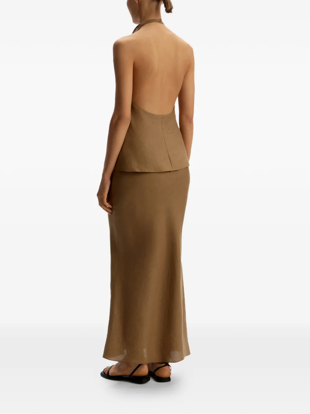 12 STOREEZ Linnen maxi-rok Bruin