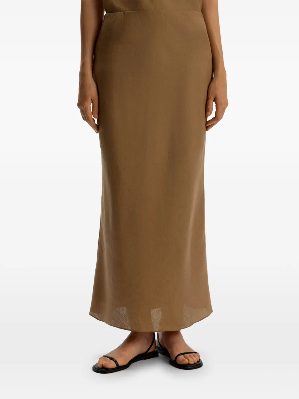 12 STOREEZ Linnen maxi-rok Bruin