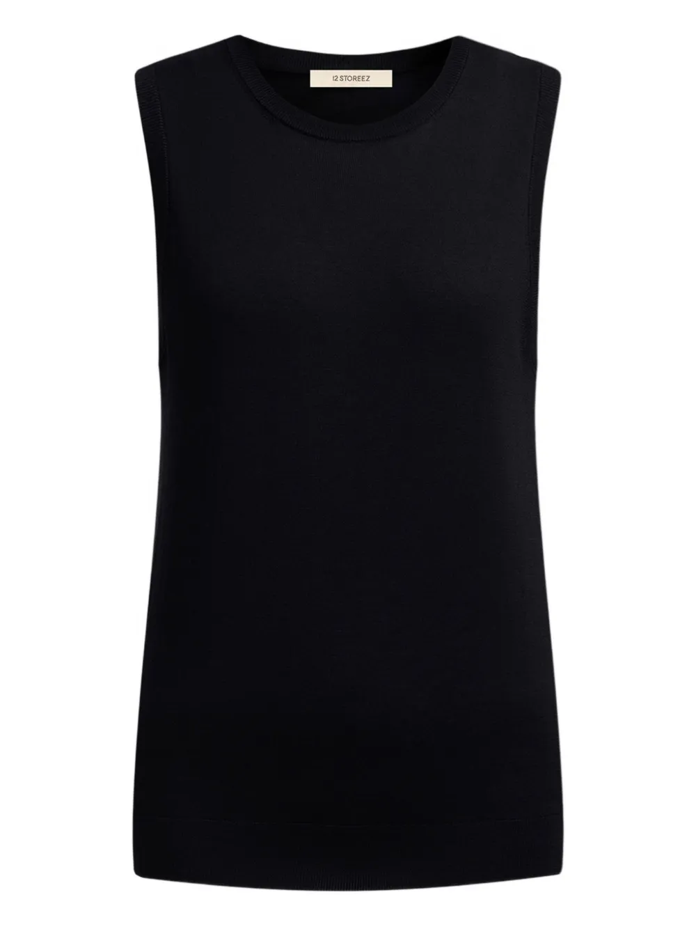 12 STOREEZ Top smanicato con scollo rotondo - Nero