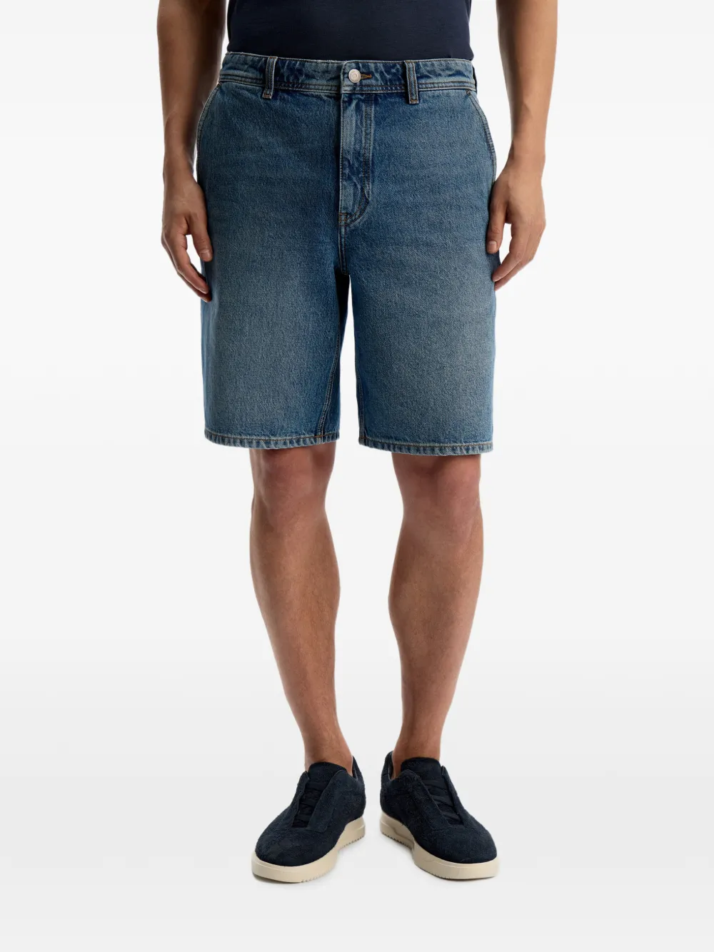 12 STOREEZ Denim shorts met knopen Blauw