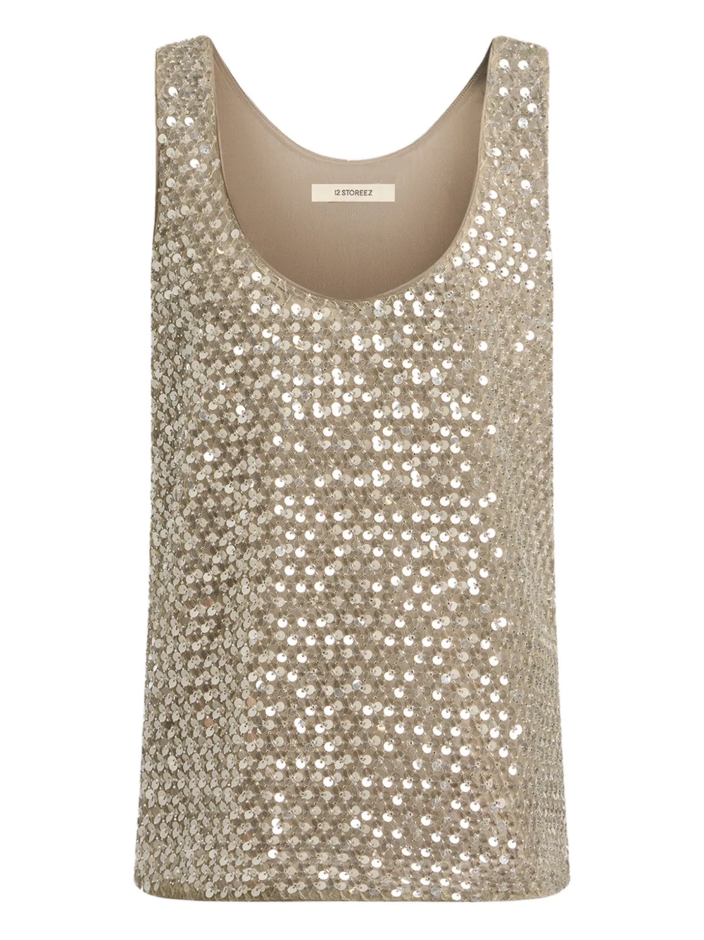 12 STOREEZ sequined top | Neutrals | Image 1