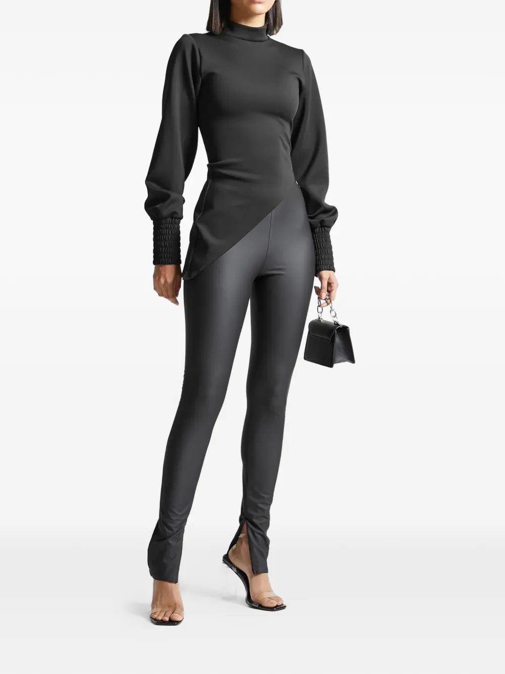 Manière De Voir mock-neck asymmetric top - Zwart