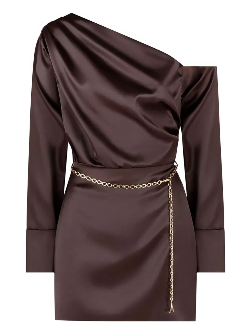 Manière De Voir draped asymmetric chain-belt mini dress - Marrone