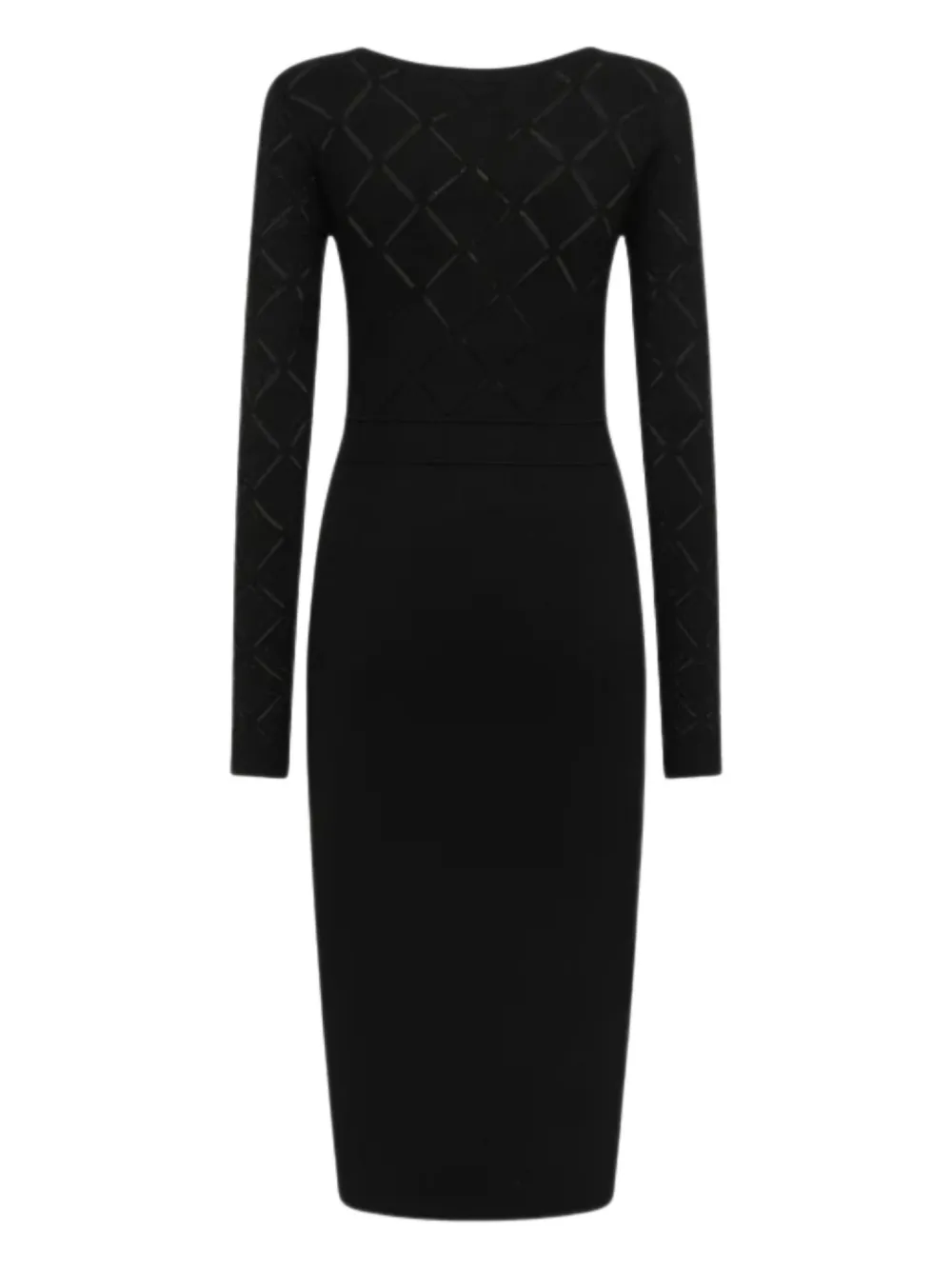 Blugirl Long-sleeve Patterned Midi Dress In Black