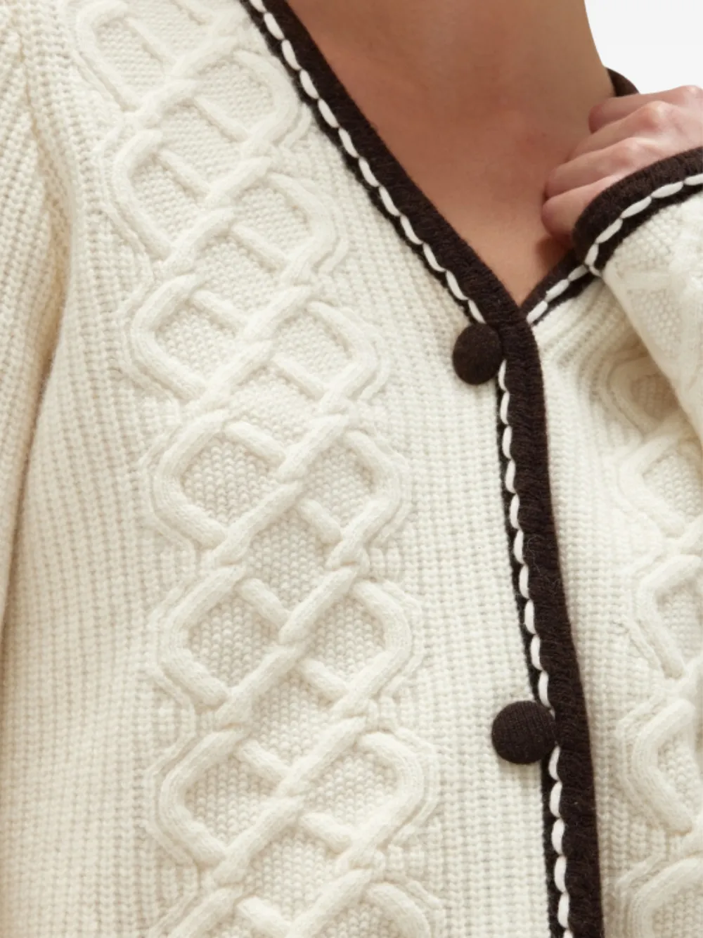 Blugirl Cable-knit Trimmed Cardigan In White