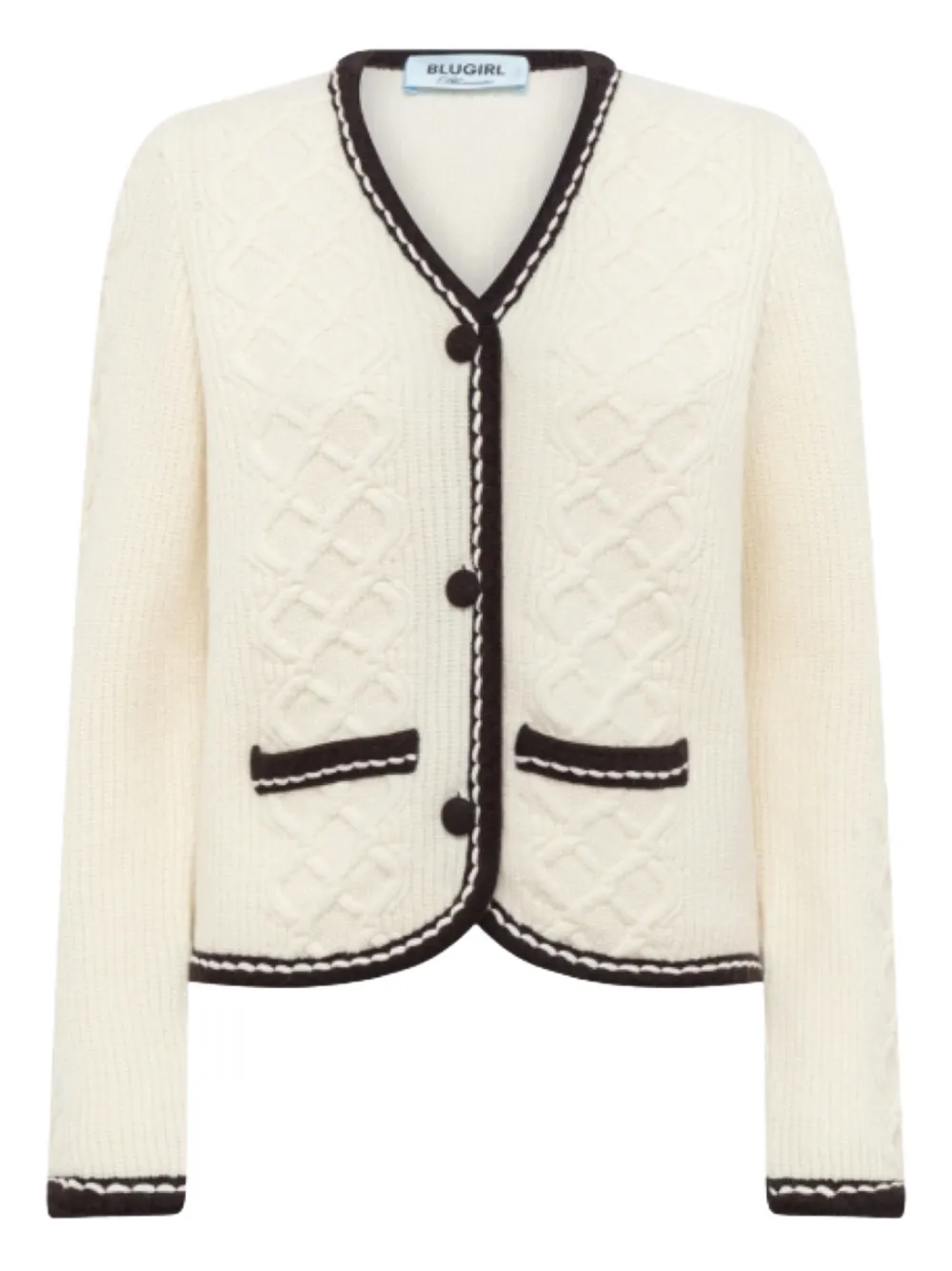 Blugirl Cable-knit Trimmed Cardigan In White