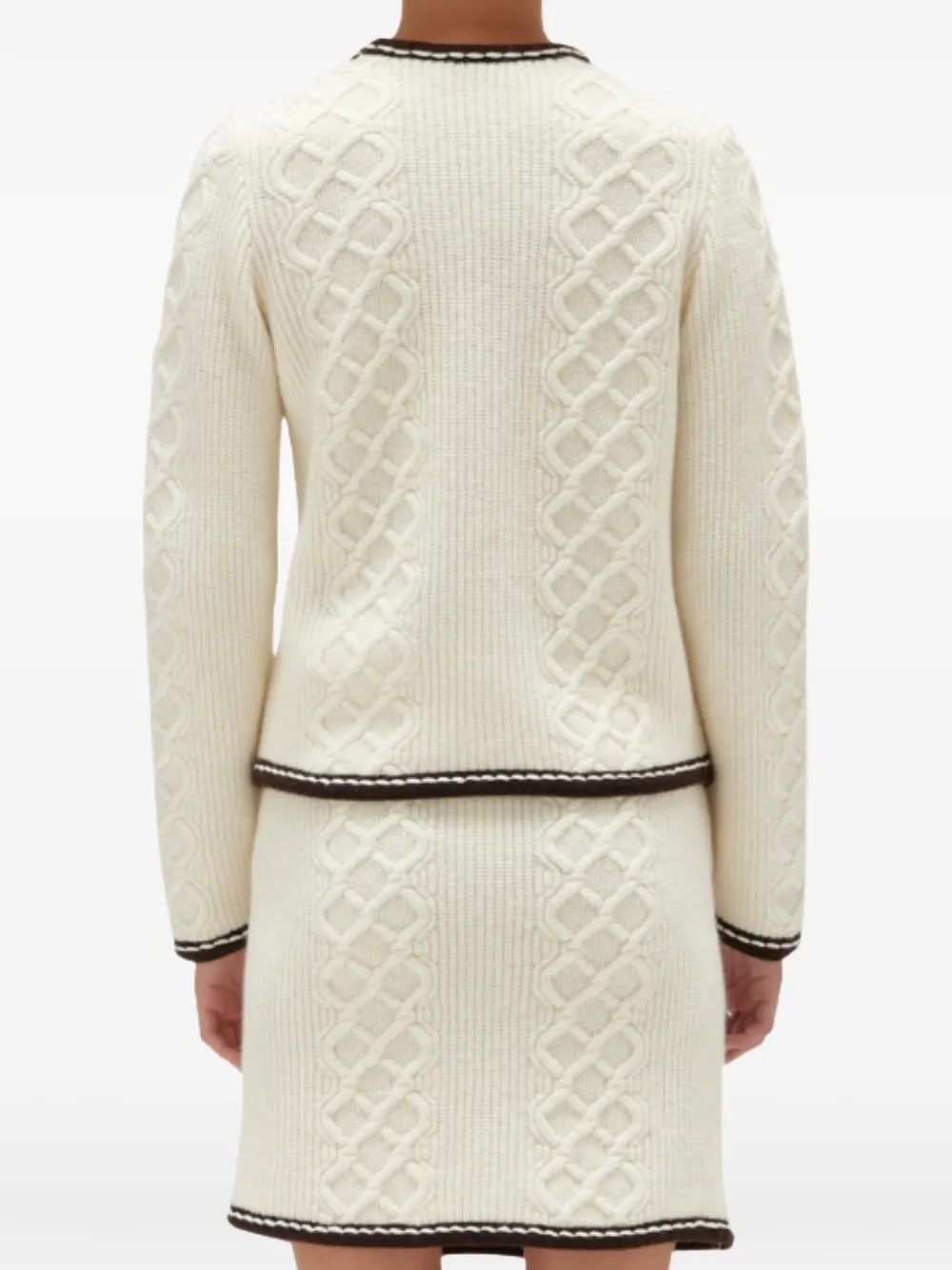 Blugirl Cable-knit Trimmed Cardigan In White