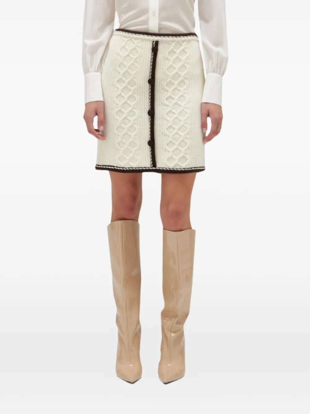 Blugirl Cable-knit Button Mini Skirt In Multi