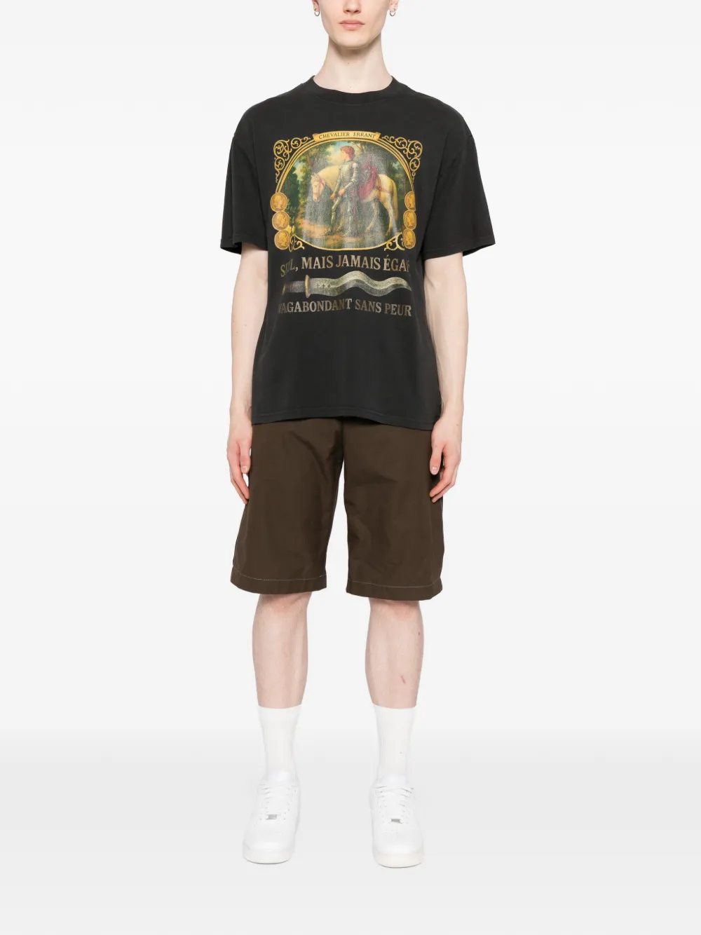 Melt cotton printed T-shirt - Zwart