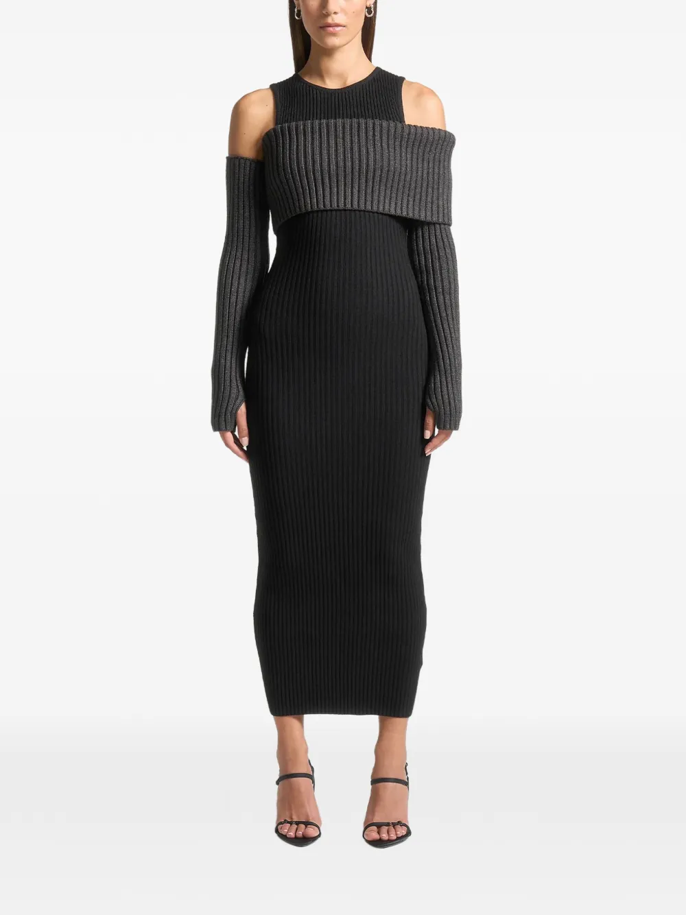 Manière De Voir overlay knitted midi dress - Nero