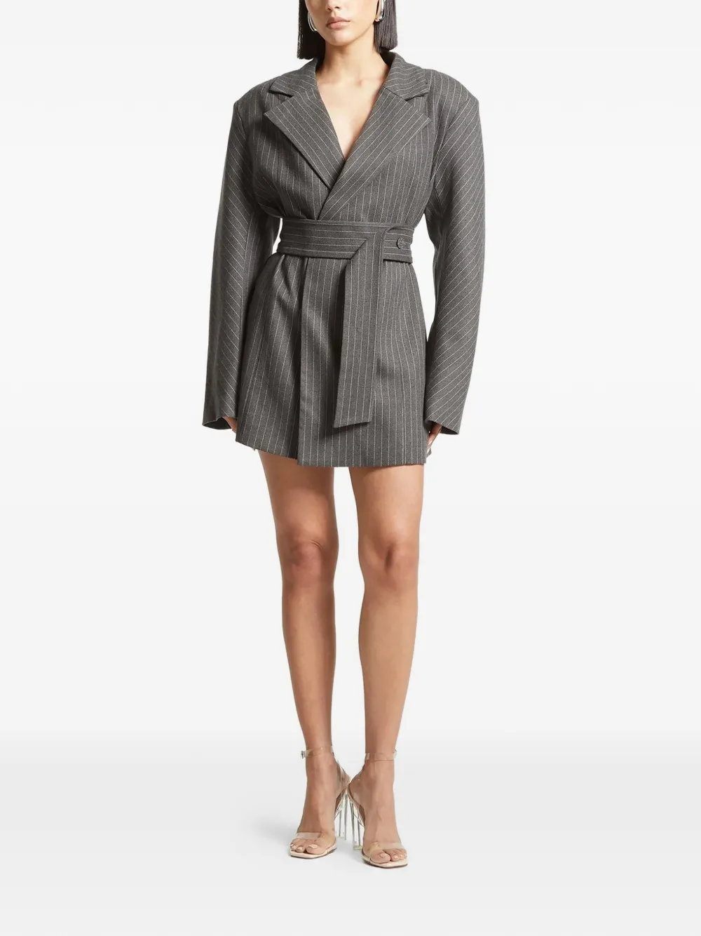 Manière De Voir pinstriped blazer mini dress - Grijs