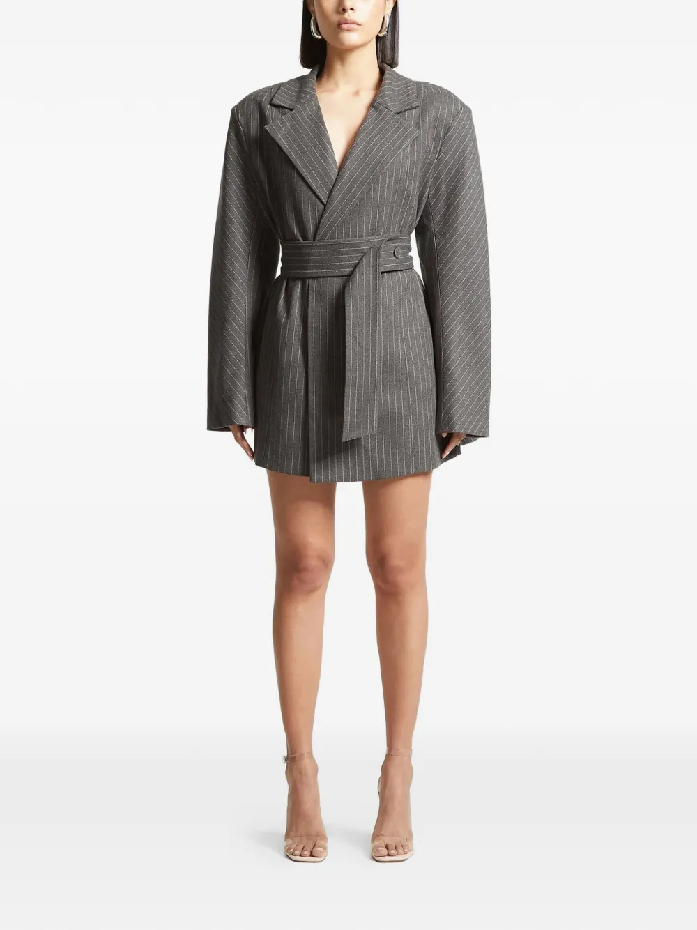 Manière De Voir pinstriped blazer mini dress - Grigio