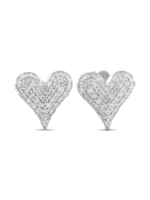 LB Exclusive 14K white gold diamond heart earrings