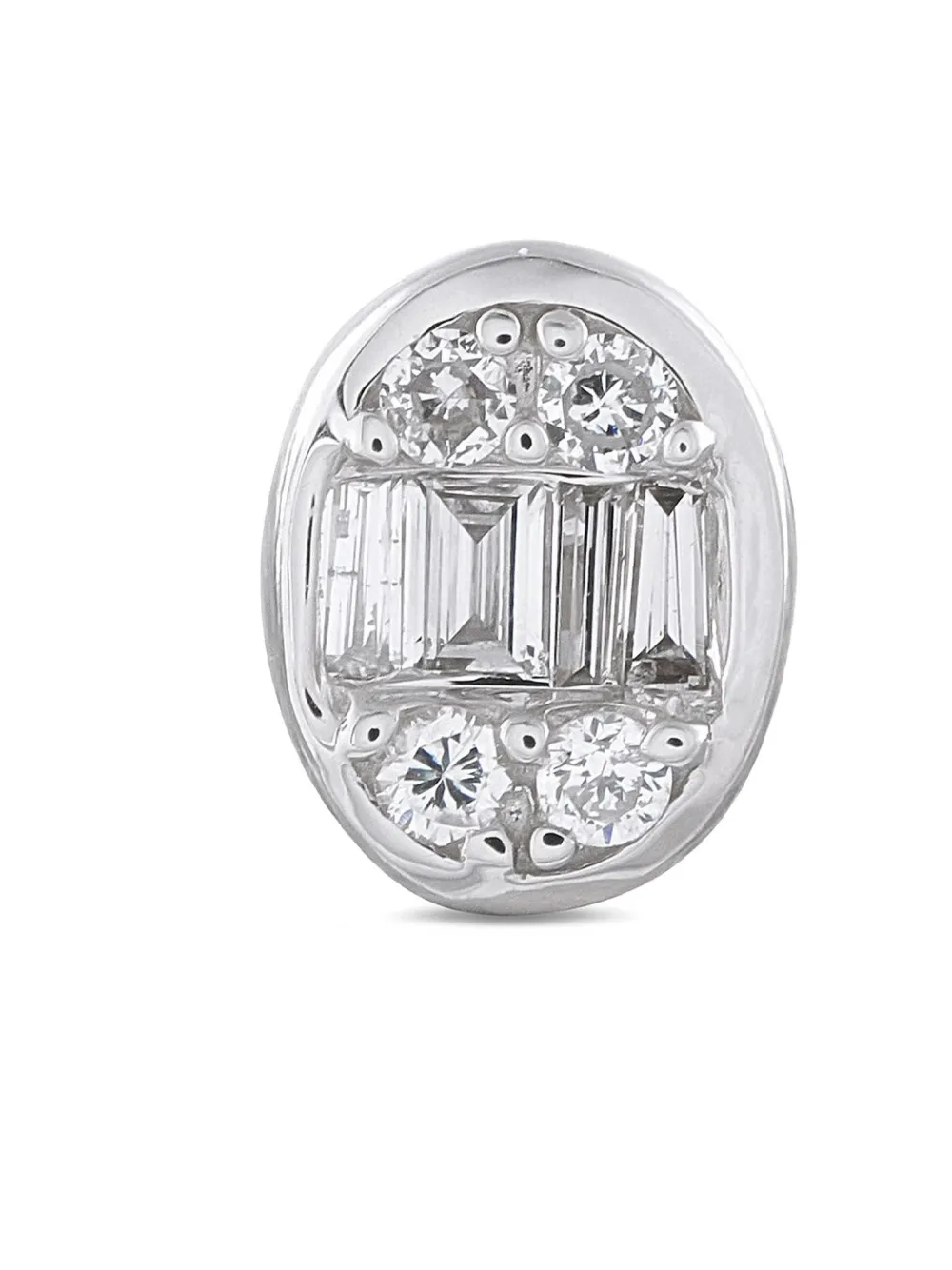 LB Exclusive 14K white gold diamond oval stud earrings - Silber