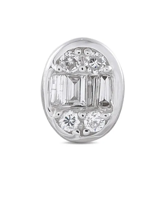 LB Exclusive 14K white gold diamond oval stud earrings