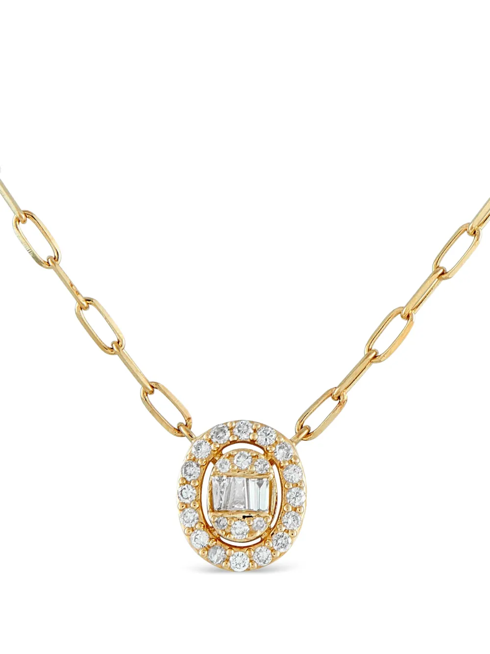 LB Exclusive 14K yellow gold diamond cluster oval necklace - Oro