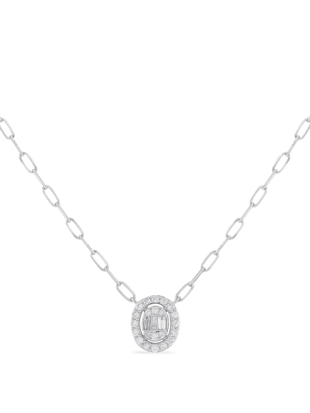 LB Exclusive 14K white gold diamond round-pendant necklace - Argento