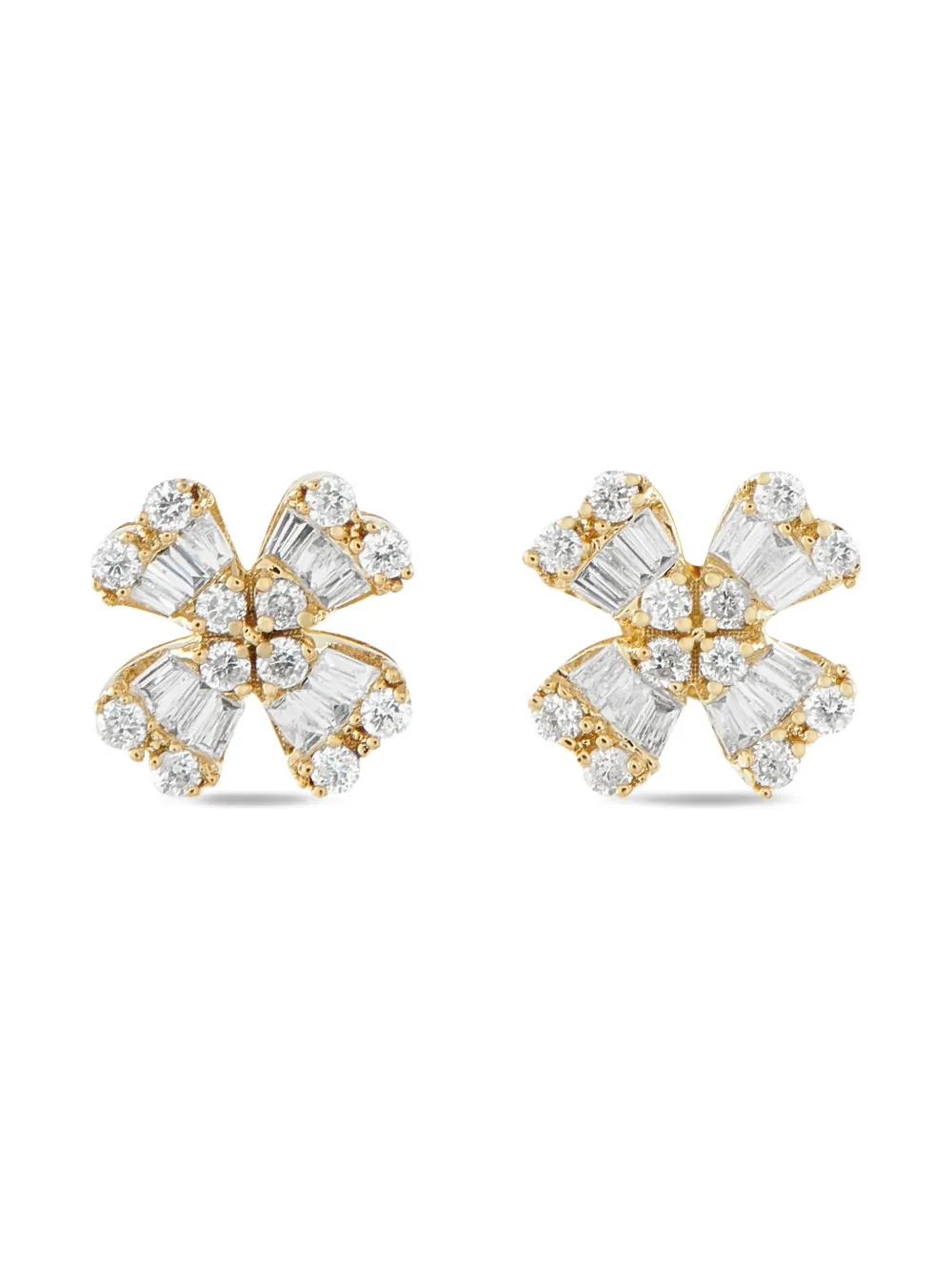 LB Exclusive 14K yellow gold diamond flower stud earrings - Oro