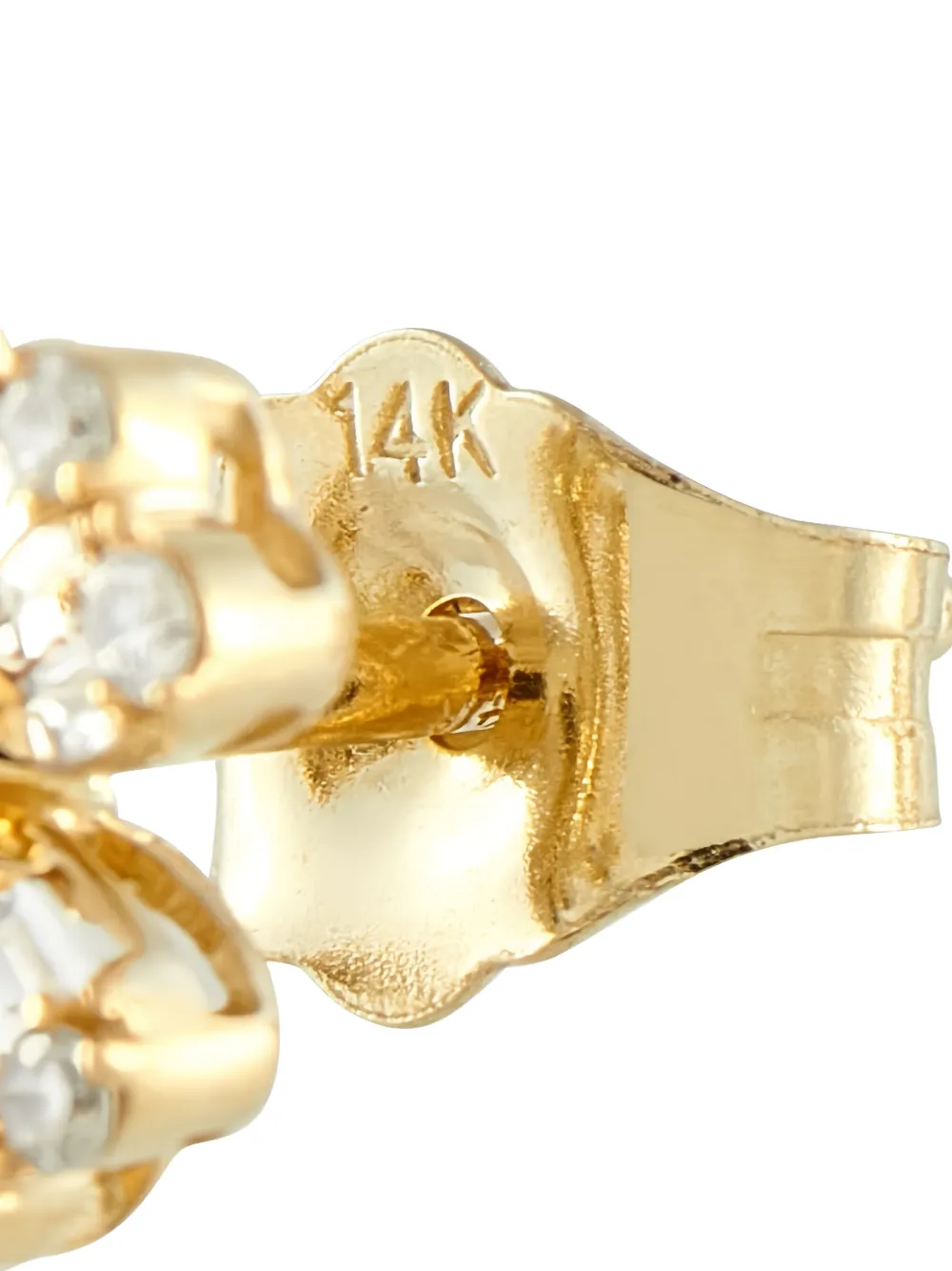 14k Yellow Gold Diamond Flower Stud Earrings