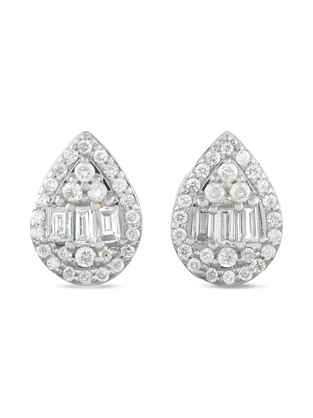 LB Exclusive 14K white gold diamond tear-shaped earrings - Silber