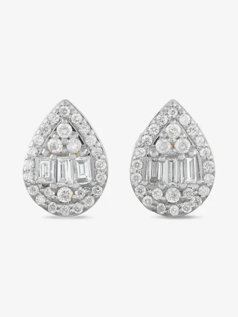 LB Exclusive 14K white gold diamond tear-shaped earrings