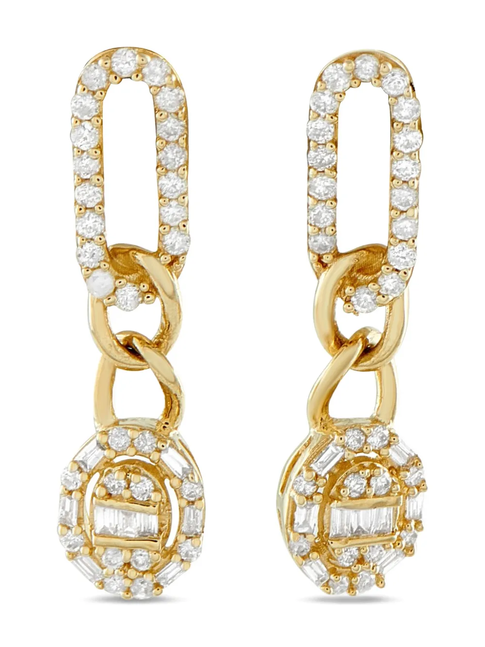 LB Exclusive 14K yellow gold diamond oval drop earrings