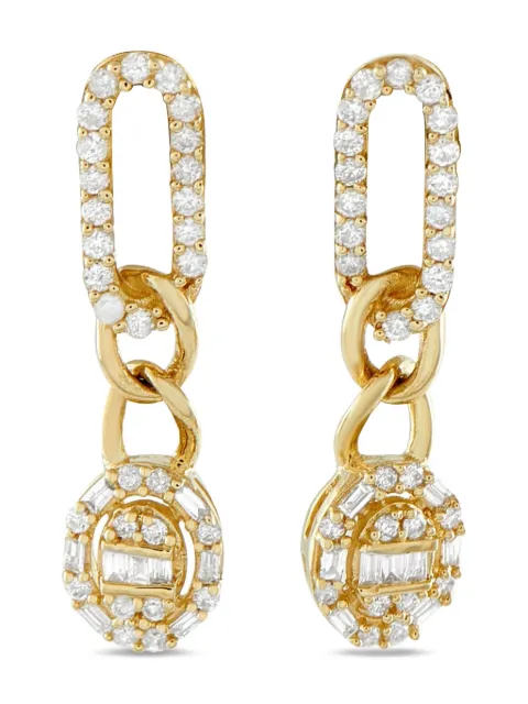 LB Exclusive 14K yellow gold diamond oval drop earrings