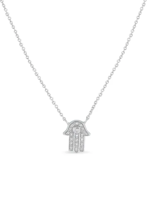 LB Exclusive 14K white gold diamond Hamsa-pendant necklace