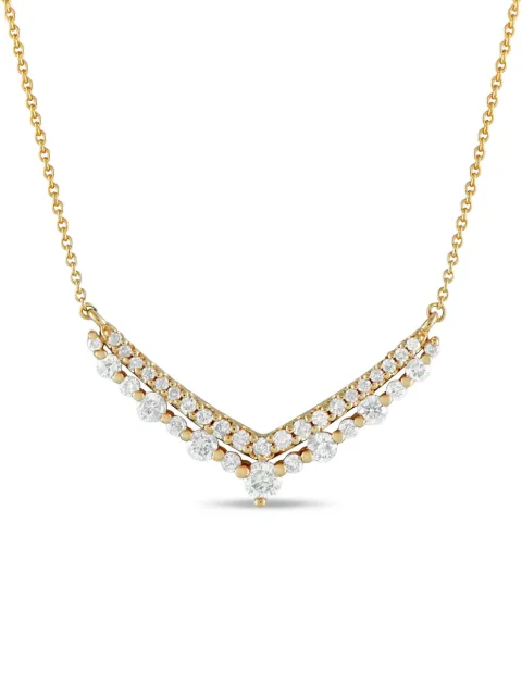 LB Exclusive 14K yellow gold diamond V-shaped pendant necklace