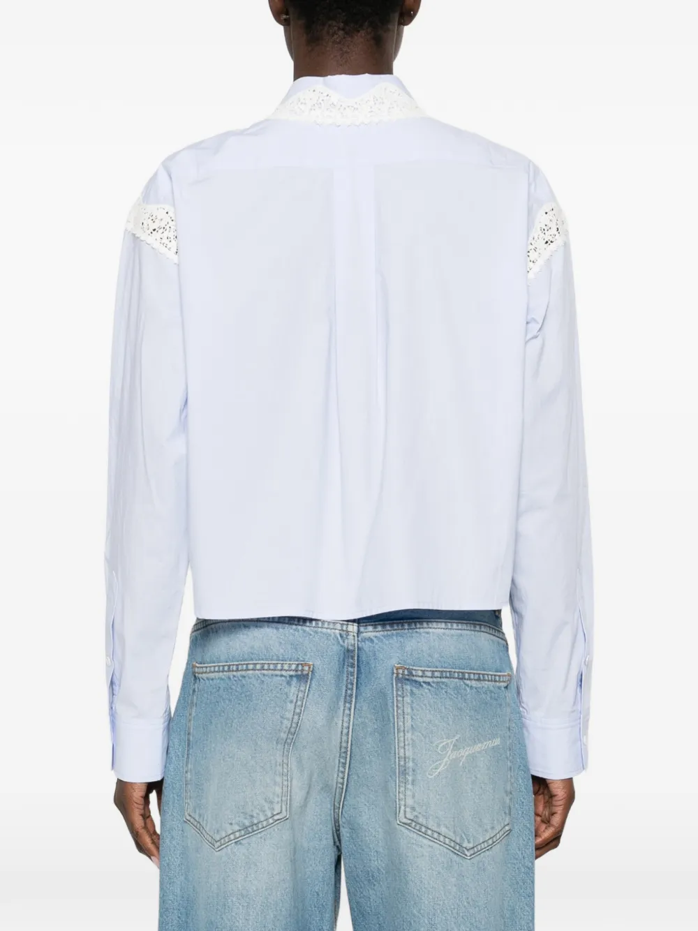 SANDRO Shirt met kanten afwerking Blauw