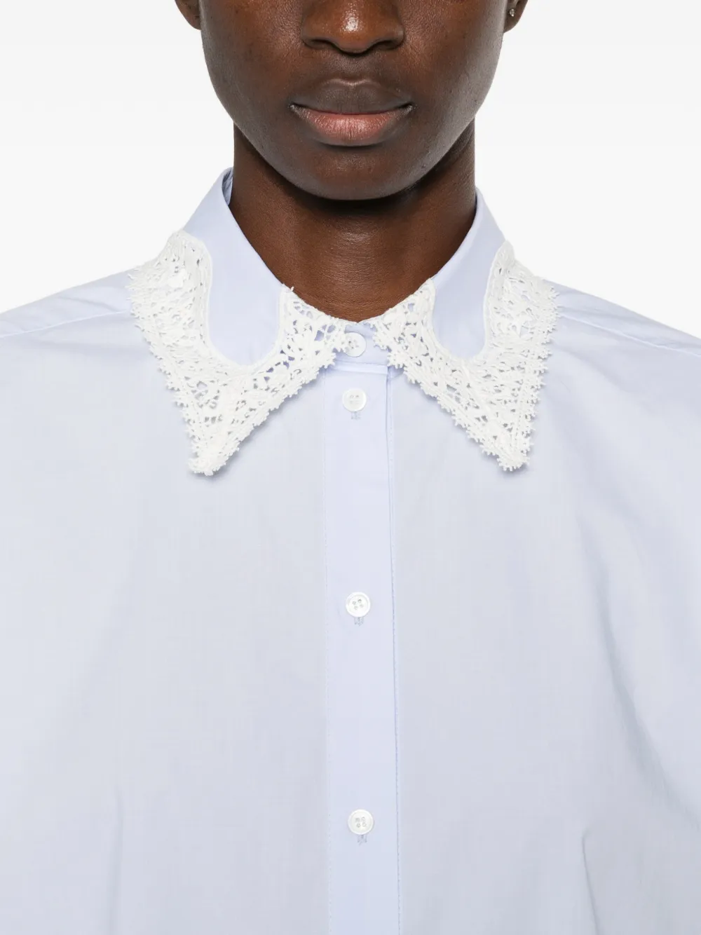 SANDRO Shirt met kanten afwerking Blauw