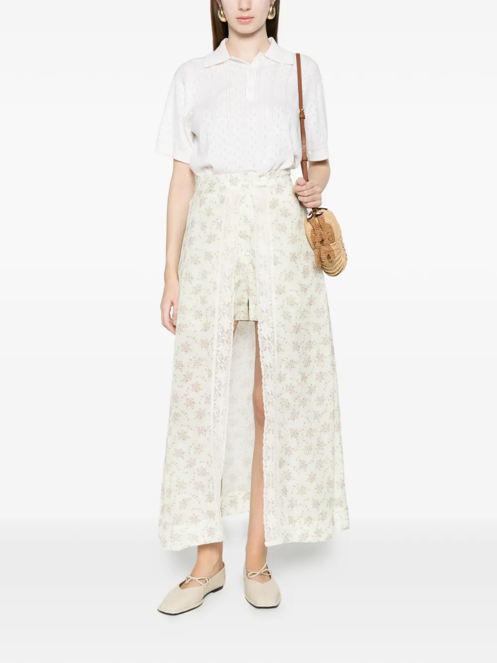 SANDRO Shorts met bloemenkant Groen