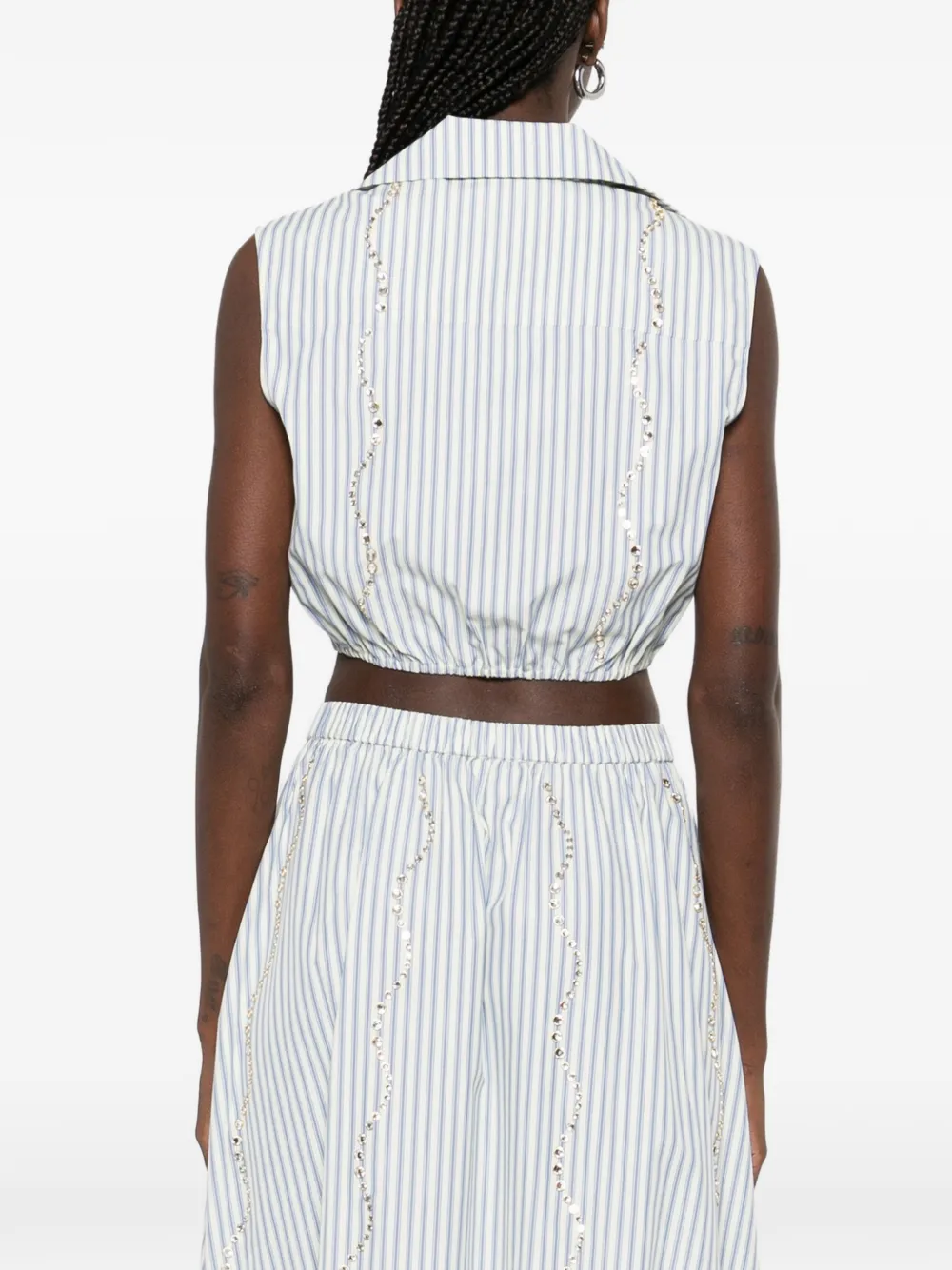 SANDRO Gestreepte blouse met verfraaiing Wit