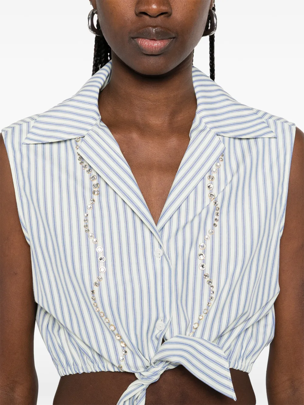 SANDRO Gestreepte blouse met verfraaiing Wit