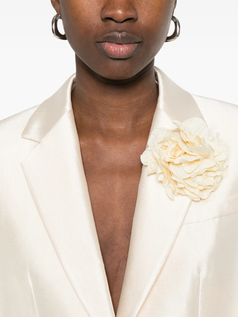 SANDRO Blazer met bloem-applicatie en zak aan de voorkant Beige