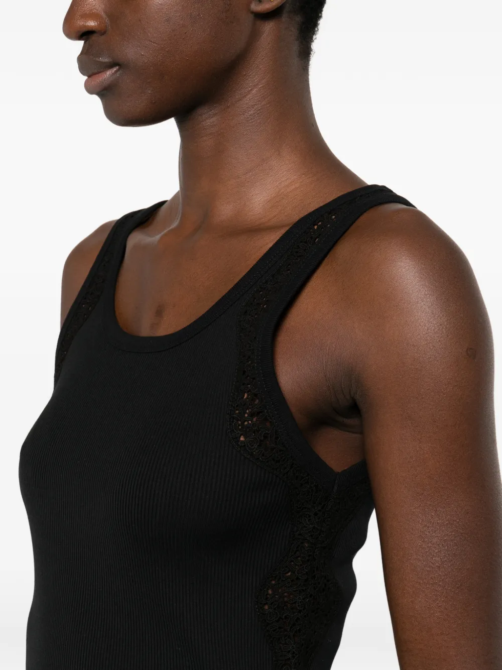 SANDRO Tanktop met kanten afwekingr Zwart