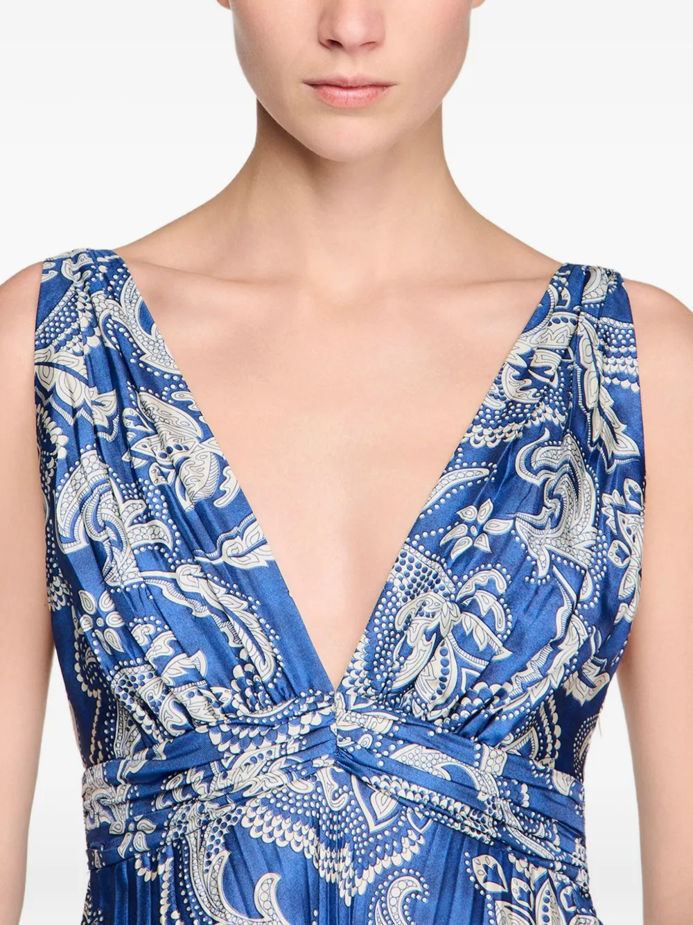 SANDRO Maxi-jurk met bloemenprint Blauw