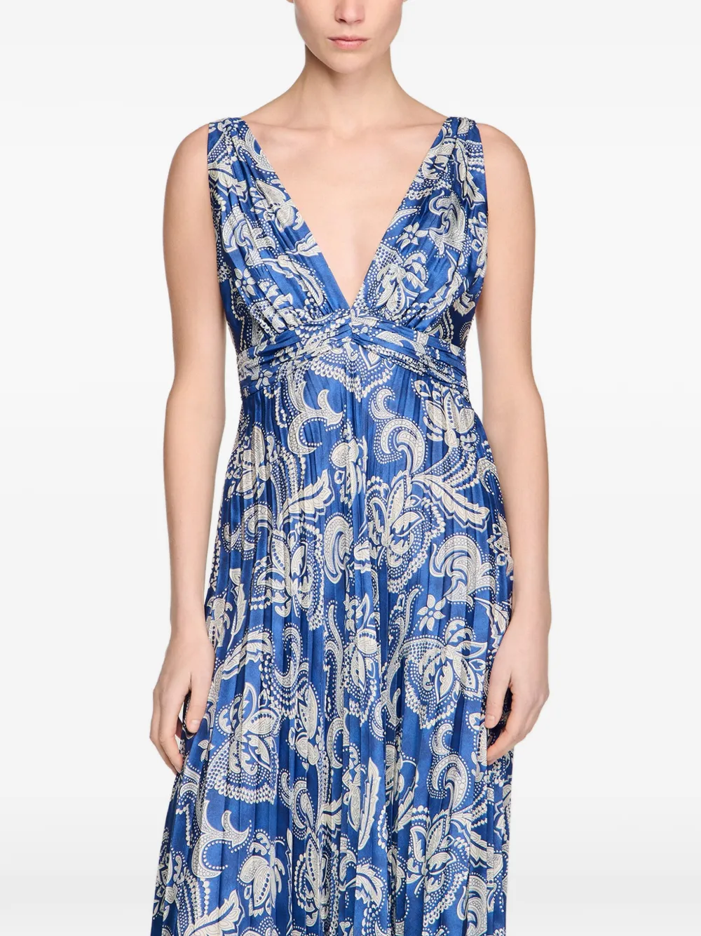 SANDRO Maxi-jurk met bloemenprint Blauw