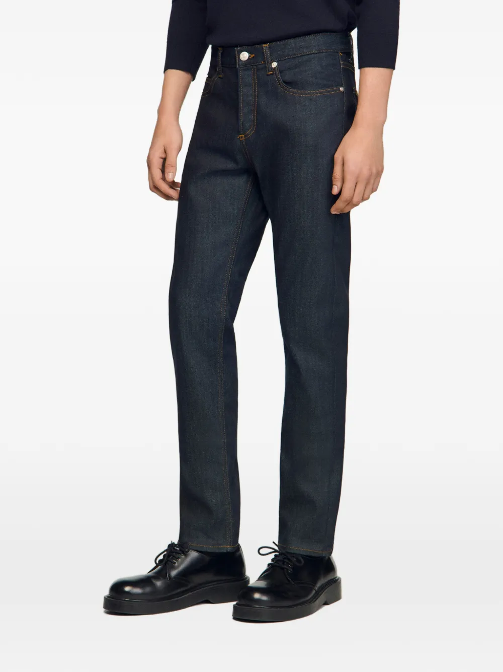 SANDRO Gerafelde skinny jeans Blauw