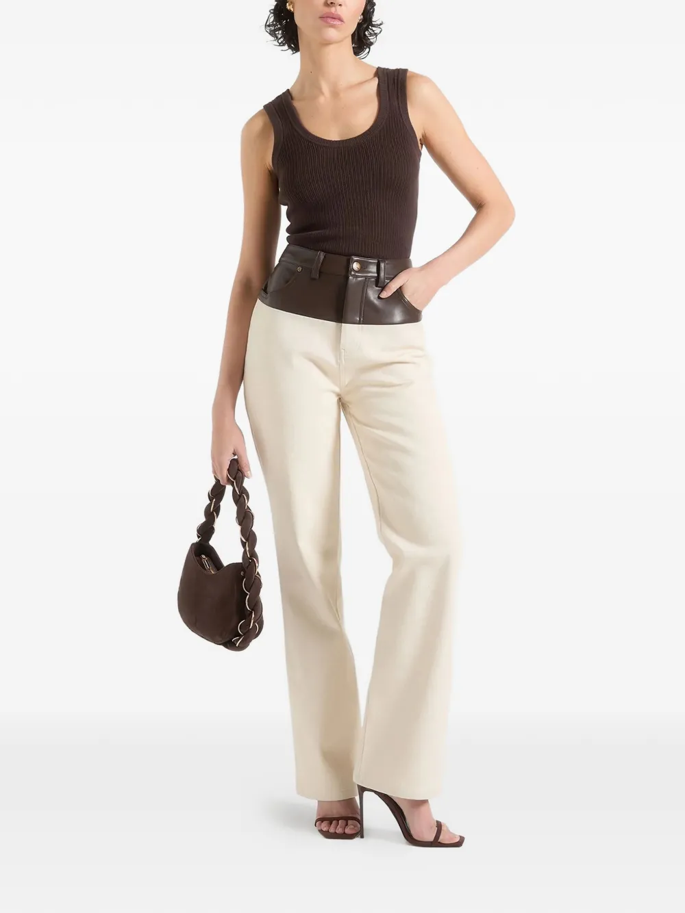 Manière De Voir Renee contrasting-panel jeans - Beige