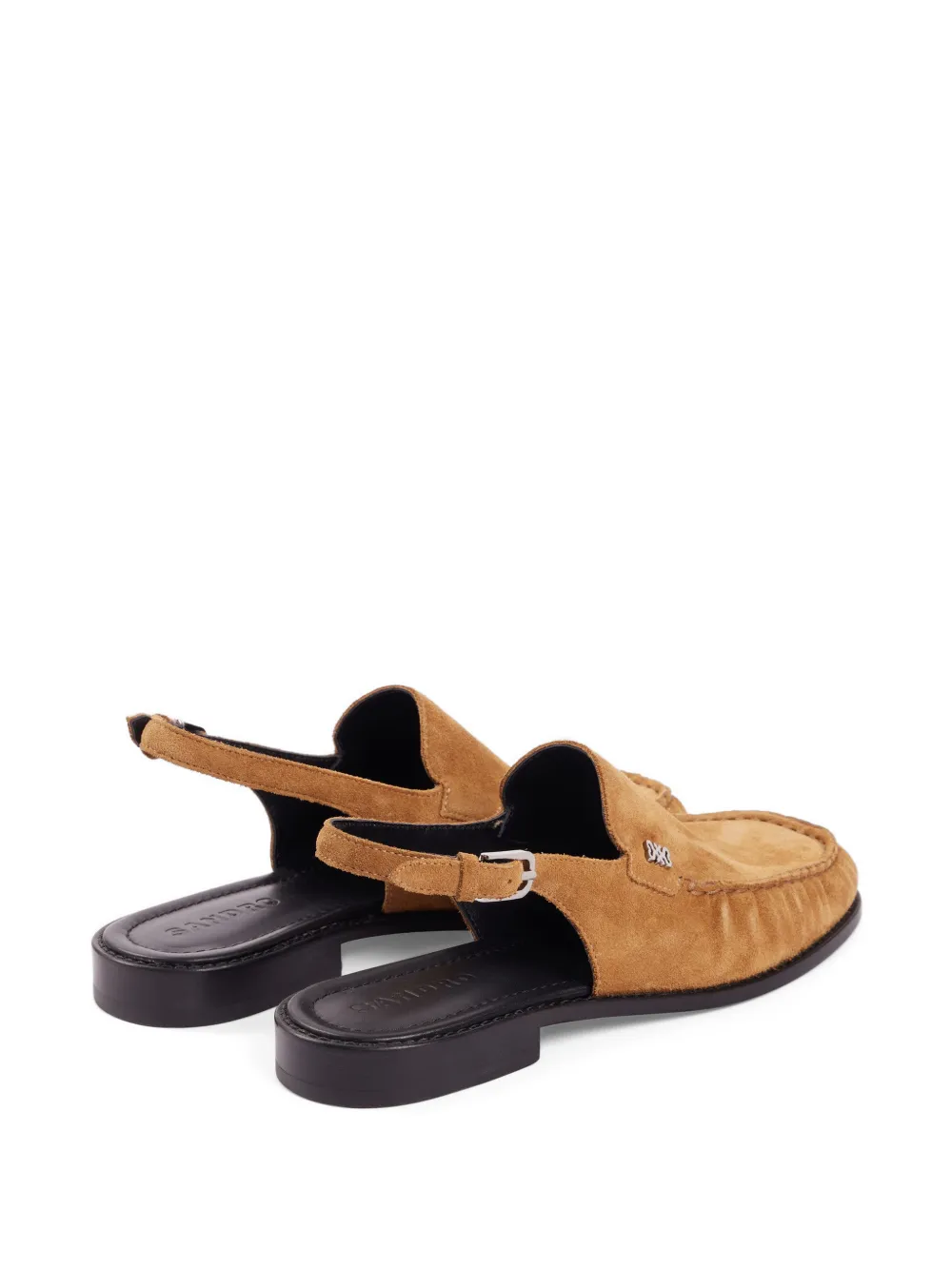 SANDRO Suède loafers met gesp Beige