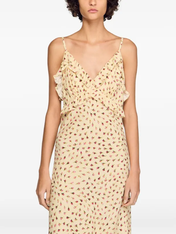 floral print maxi dress sandro Flower print maxi dress in Butter / Pink for Women